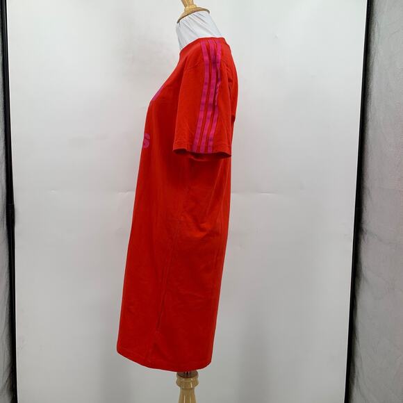 Adidas x Marimekko T Shirt Dress Womens S Small Red Pink Finnish Trefoil Infill - Picture 3 of 11